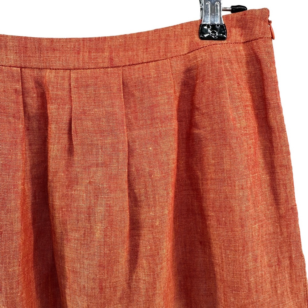 LUCA LUCA 100% Linen Italian Midi Skirt • 6 • orange • quiet luxury, silk lining - Picture 2 of 9